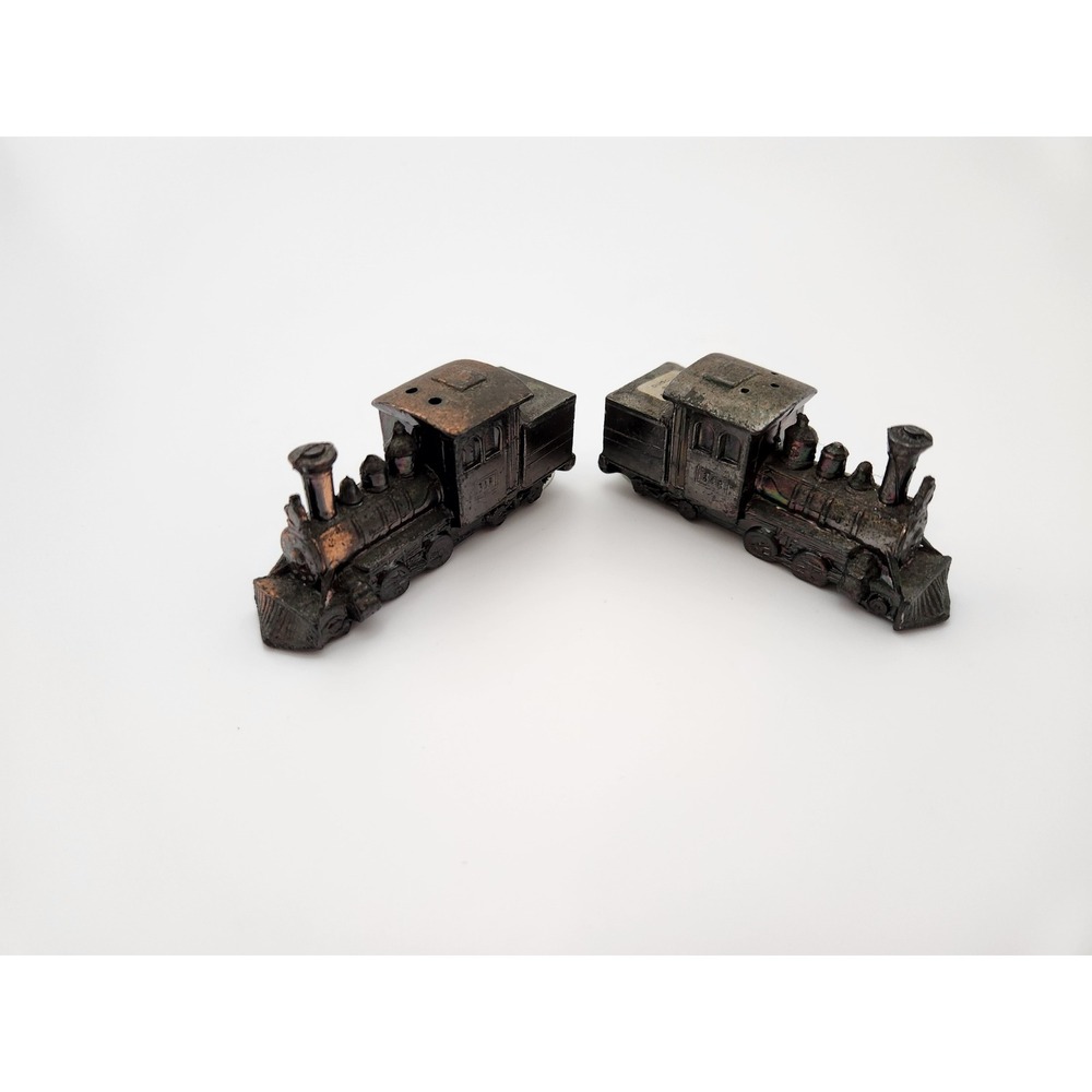 Vintage Horseshoe Curve Altoona PA‎ Metal Train Salt Pepper Shakers Japan Bronze